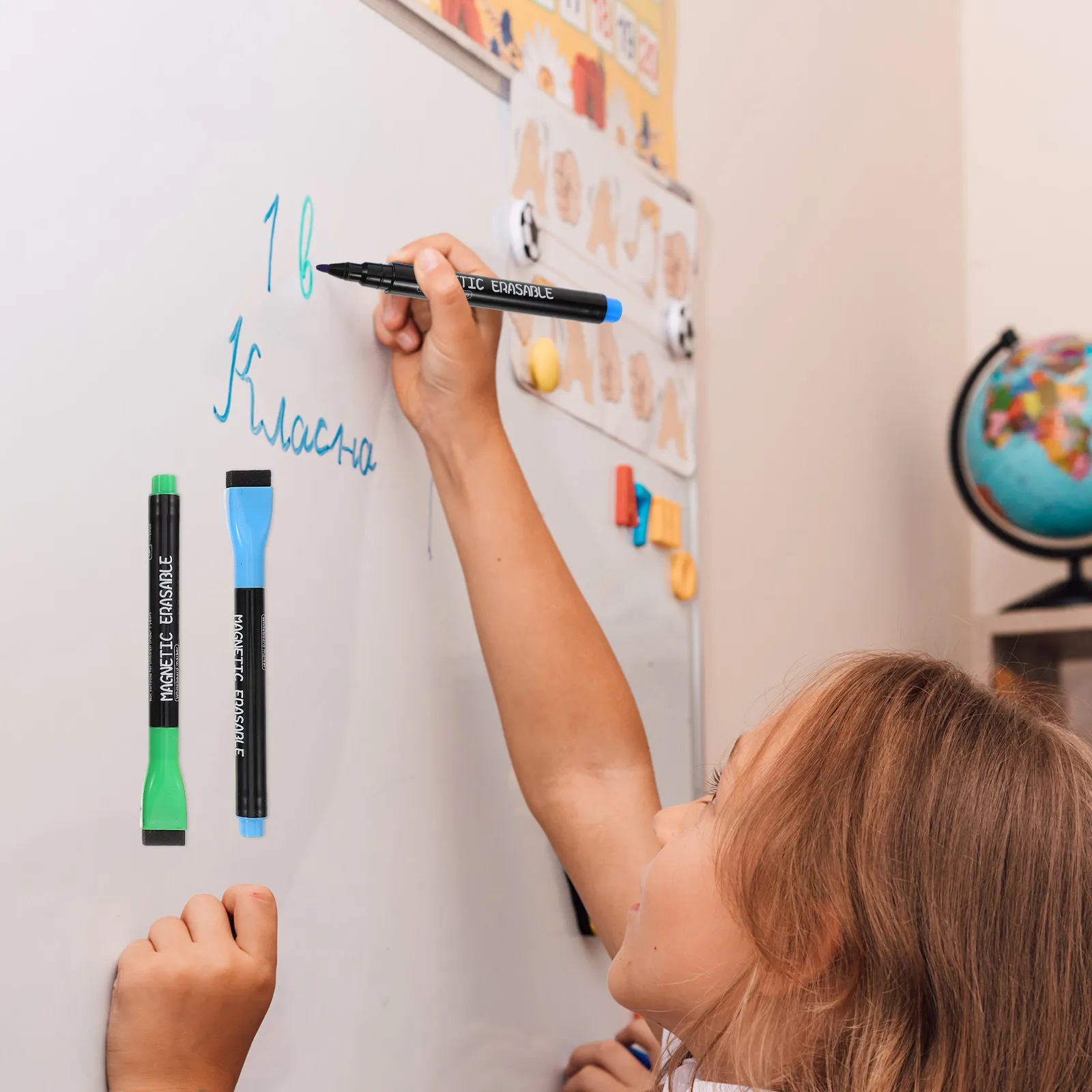 1세트 자기성 화이트보드 마커 다채로운 건식 지우개 마커 가정 교실 사무실용 속건성 액체 분필 펜