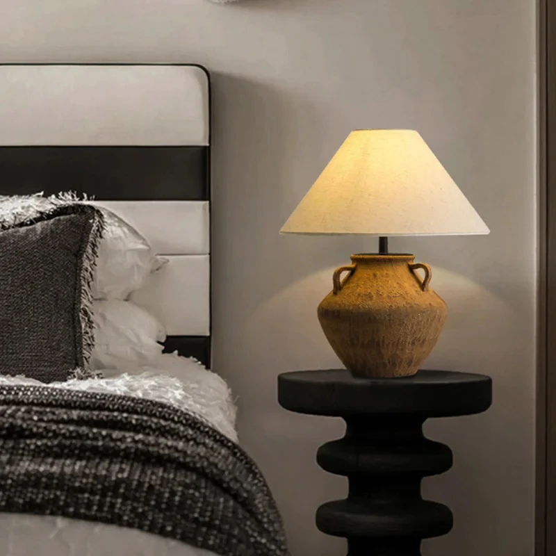 

Top quality Handmade Vintage Led Table Lamp Home Hotel Coffee Shop Art Decor Lights Wabi-sabi Bedroom Bedside Ceramic Desk Light