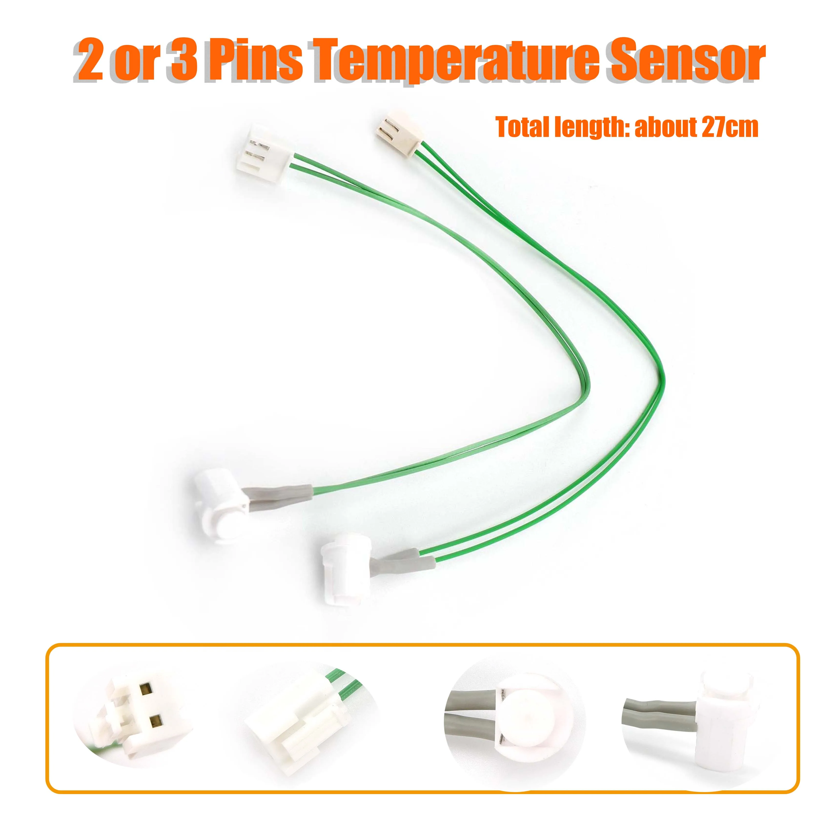 Diesel Heater Temperature Sensor 2 or 3 Pins 27cm Standard Temp Sensor Probe Connector Replacement For Chinese Diesel Parking Heater Car Truck VAN