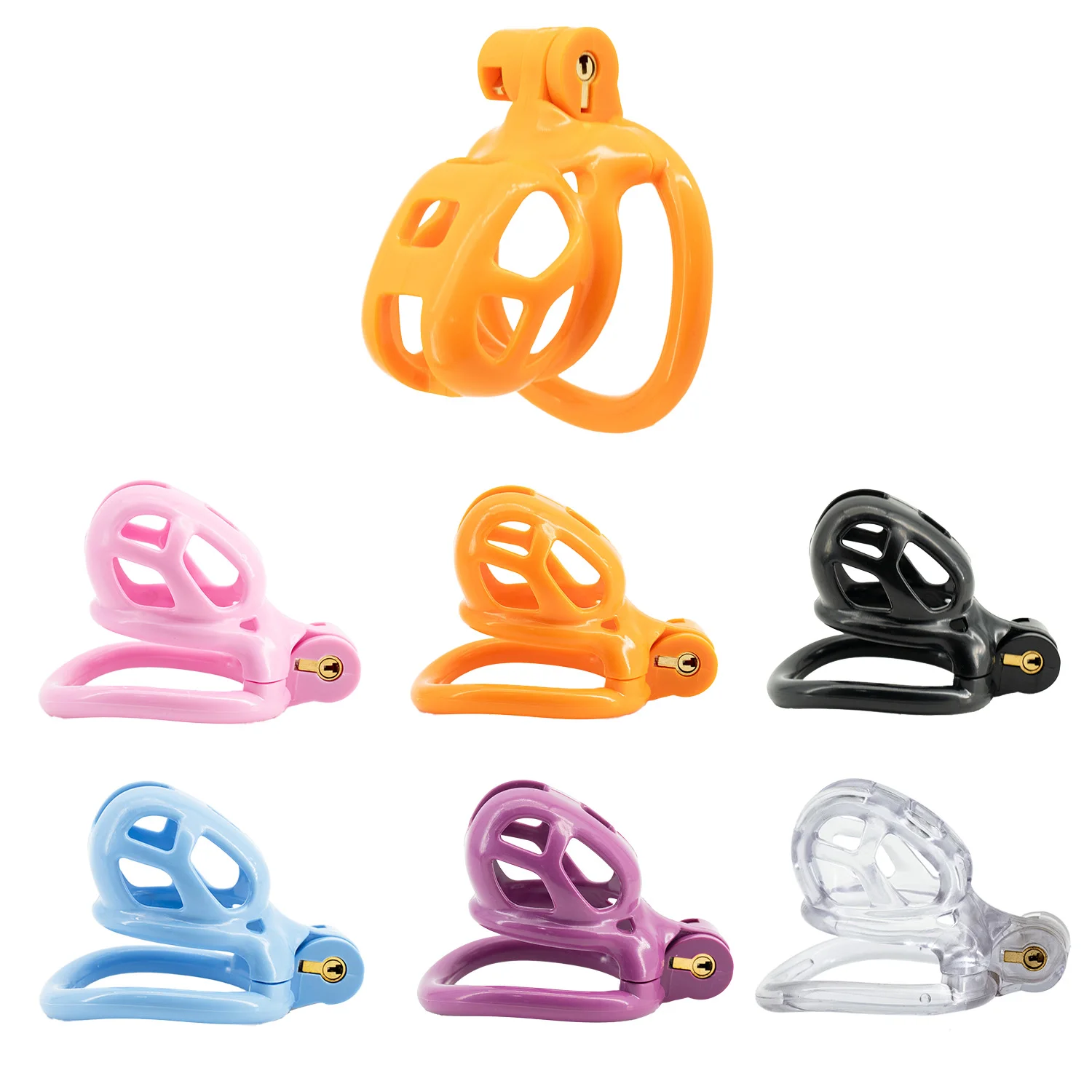 Penis Chastity Cage Chastity Lock Sex Toy Chastity Cage Accessory Male Female Sex Toy Male Chastity Device Colourful Gay Mini Cage With 4 Size Ring