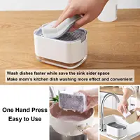 กล่องใส่สบู่เหลวแบบกด กล่องใส่ของเหลวขัดล้าง ห้องครัว ห้องน้ำ กล่องโฟมผงซักฟอกอัตโนมัติพร้อมที่วางฟองน้ำ 2