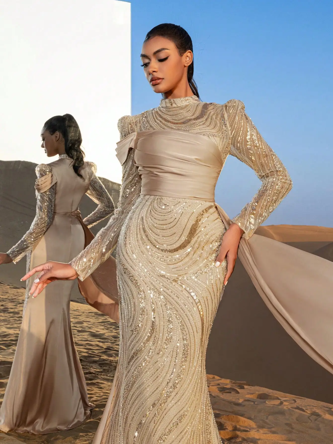 رائع الرقبة وهمية شير الأكمام حورية البحر تنحنح مط...