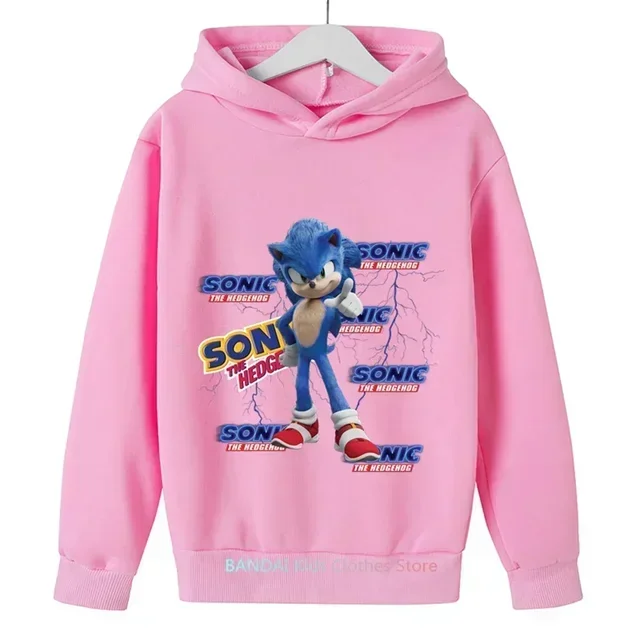 thumbnail image 1 of Sudadera con capucha de Sonic para niños de 3 a 14 años, sudadera de manga larga para bebés, camisetas de dibujos animados, jerséis de gran tamaño, ropa divertida para niños, 1 of 5