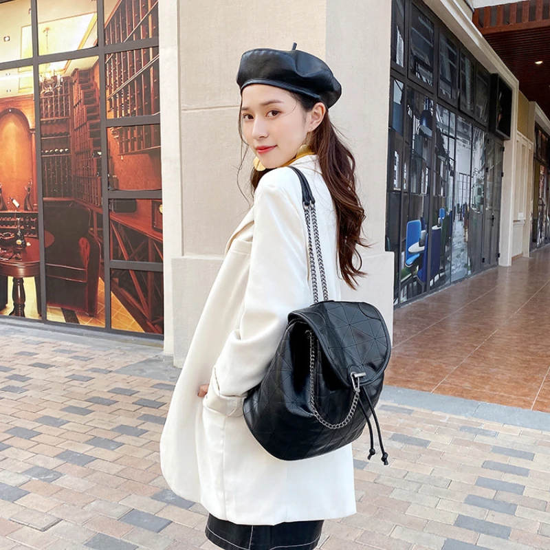 New Arrival Black Versatile Rock Soft Single Shoulder Crossbody Bag Women's Diamond Grid Chain Hobo Bag