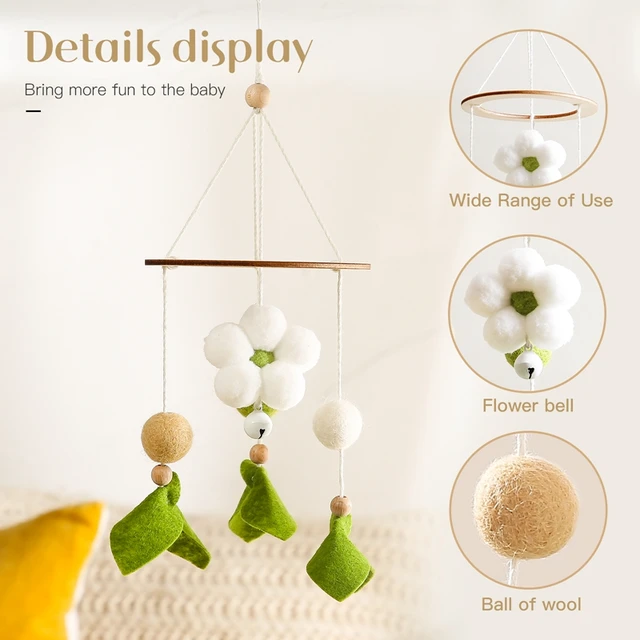 Baby Rattle Crib Mobile Toy Bed Bell Rotating Wind Hairball Bees Pendant Hanging for Newborn Baby Mobile Nursery Decorations 3