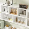 Large Kitchen Hutch Cabinet, Kitchen Pantry Storage Cabinet with 6 Glass Doors, 3 Drawers,Microwave Shelf, Freestanding Cupboard 5