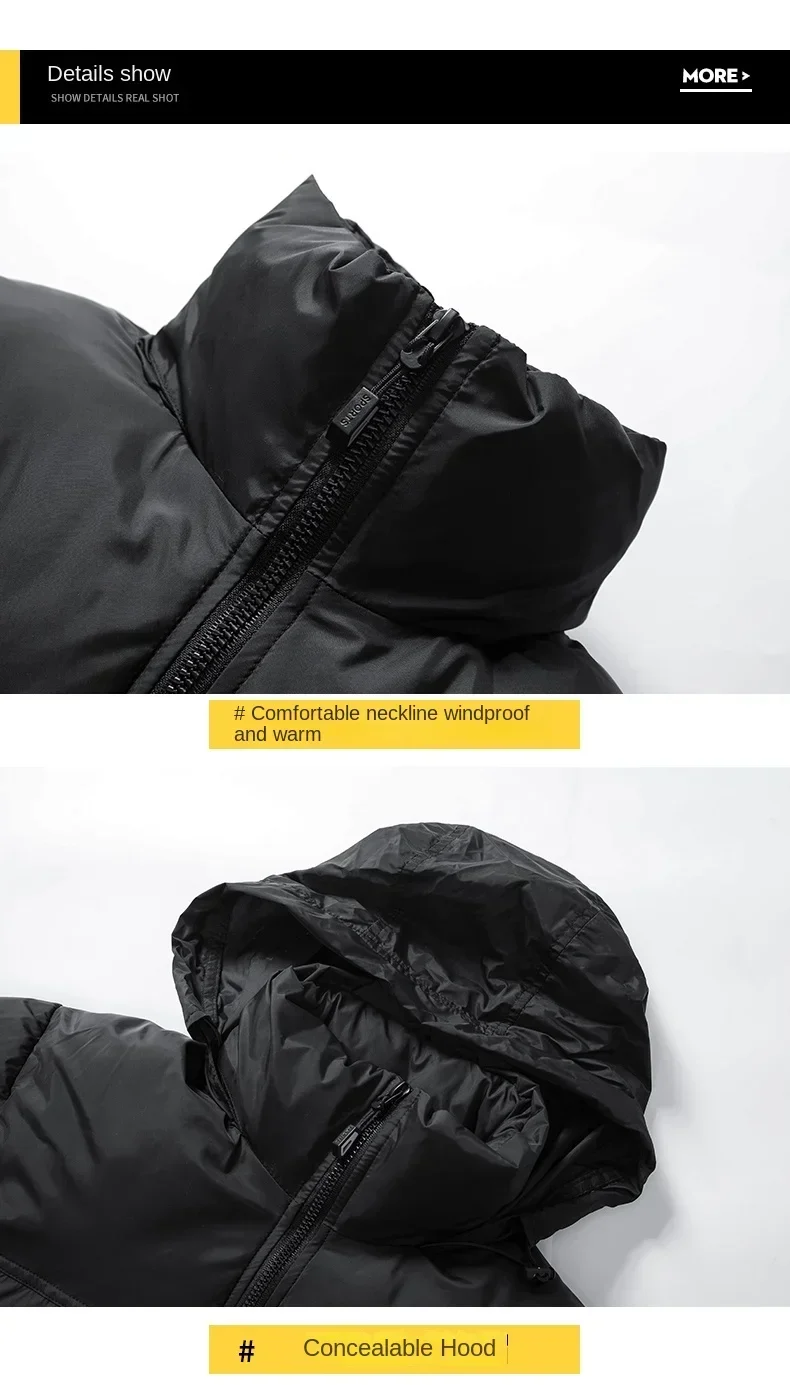 Winter Short Down Jacket Men's Street Fashion Stitching Stand Collar Windproof Warm Parka Women's Casual Snow Padded Jacket