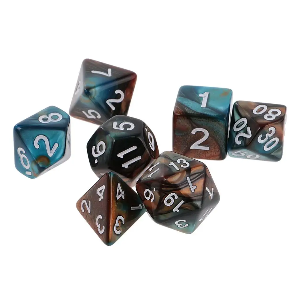 7-Die Polyhedral Dice Set Digital Double Color Dices D4-D20 for RPG Roleplaying Games Math Teaching Party Supplies