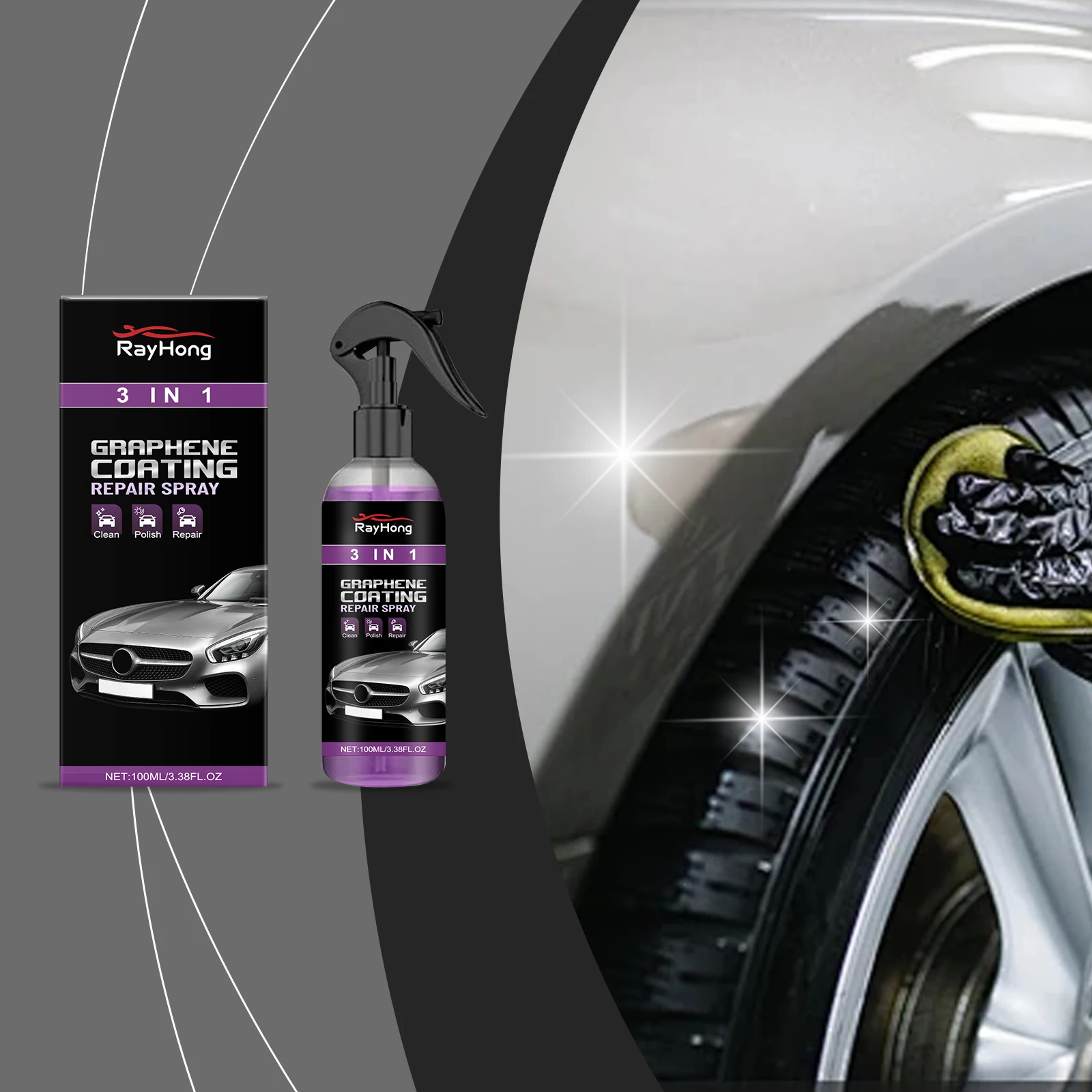 Spray di rivestimento ceramico nano ad alta protezione e rapido, spray di rivestimento ceramico 3 in 1, agente di rivestimento per vernice nano per auto multifunzionale, spray lucidante (1 pezzi