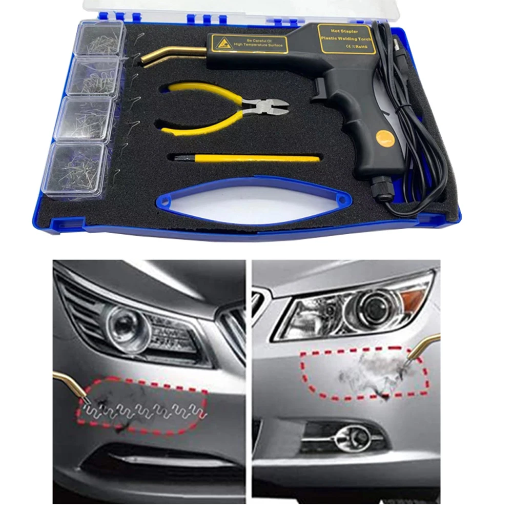 

Car Bumper Repair Welder Kit Hot Stapler Soldering Tool Bodywork Fender Fairing Tin Welding Systems Plastic Thermal Cutting