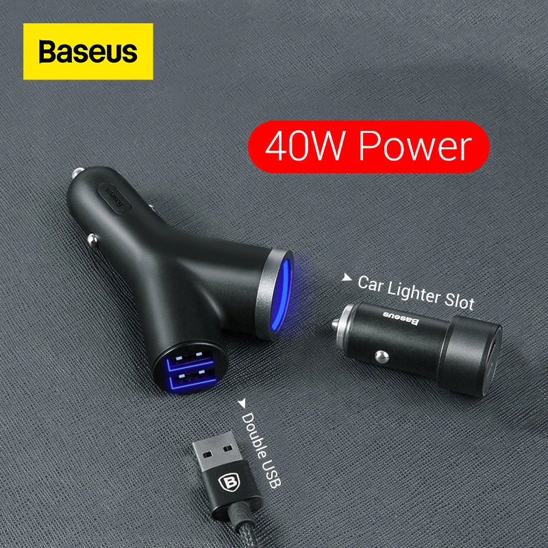 Baseus 40w Car Charger For Universal Mobile Phone Dual Usb Car