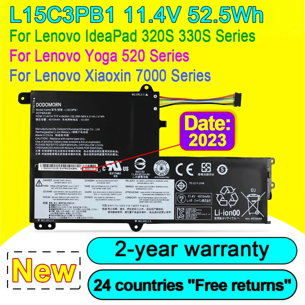 

Аккумулятор L15C3PB1 L15L3PB0 L15M3PB0 для ноутбука Lenovo IdeaPad 320S-15ISK 330S-15IKB 330S-14IKB Series 11,4 V WH
