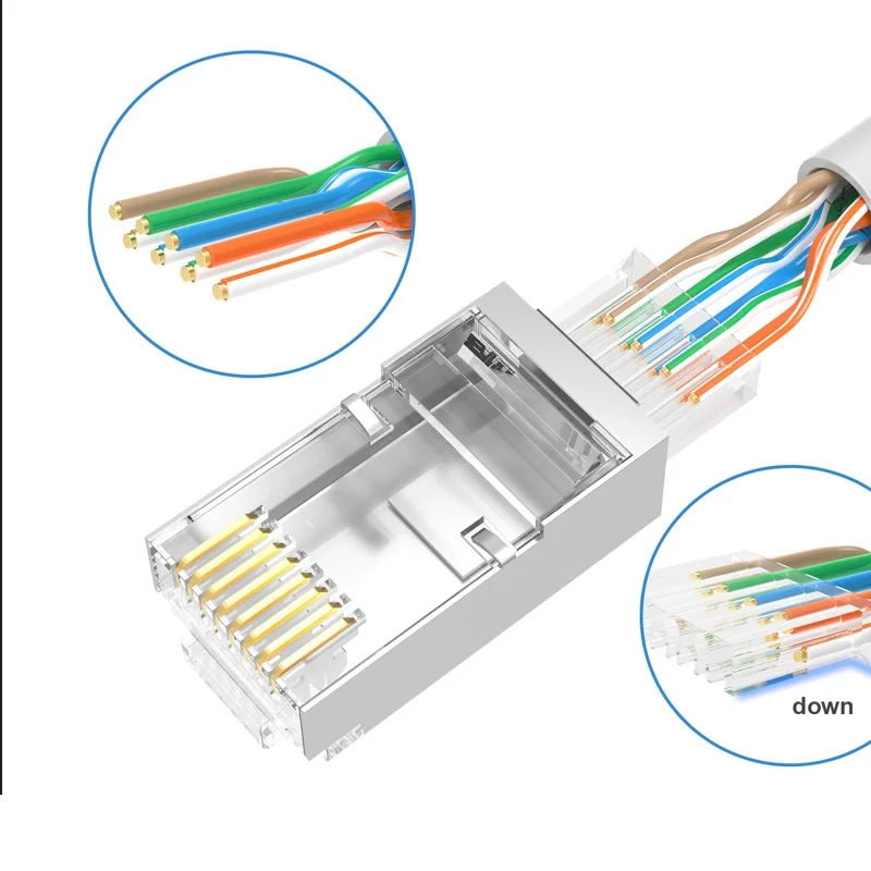 

Модульный штекер AUCAS CAT6, сетевой Кабельный соединитель Rj45, FTP патч-корд 8P8C, инструменты для обжима, бесплатная доставка