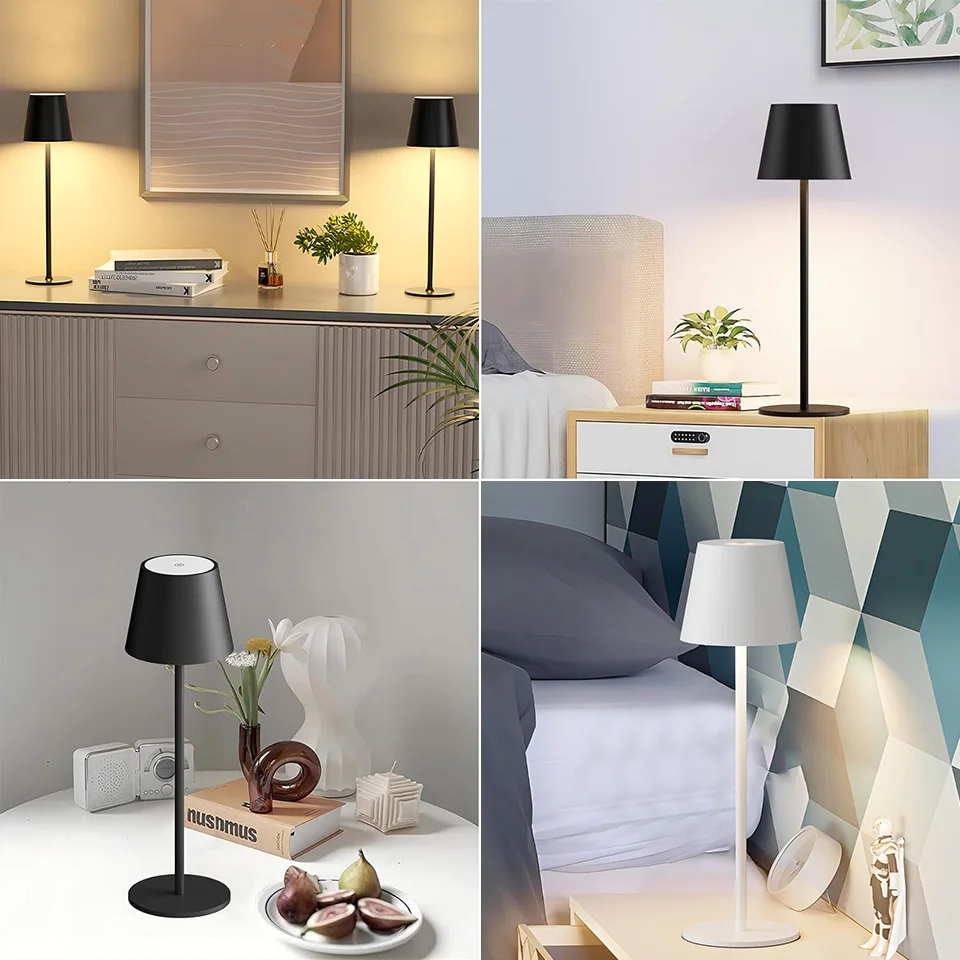 Wireless Table Lamp Touch Sensor LED Rechargeable Desktop Night Light Reading Lamp For Hotel Bar Restaurant Bedroom Decor Light