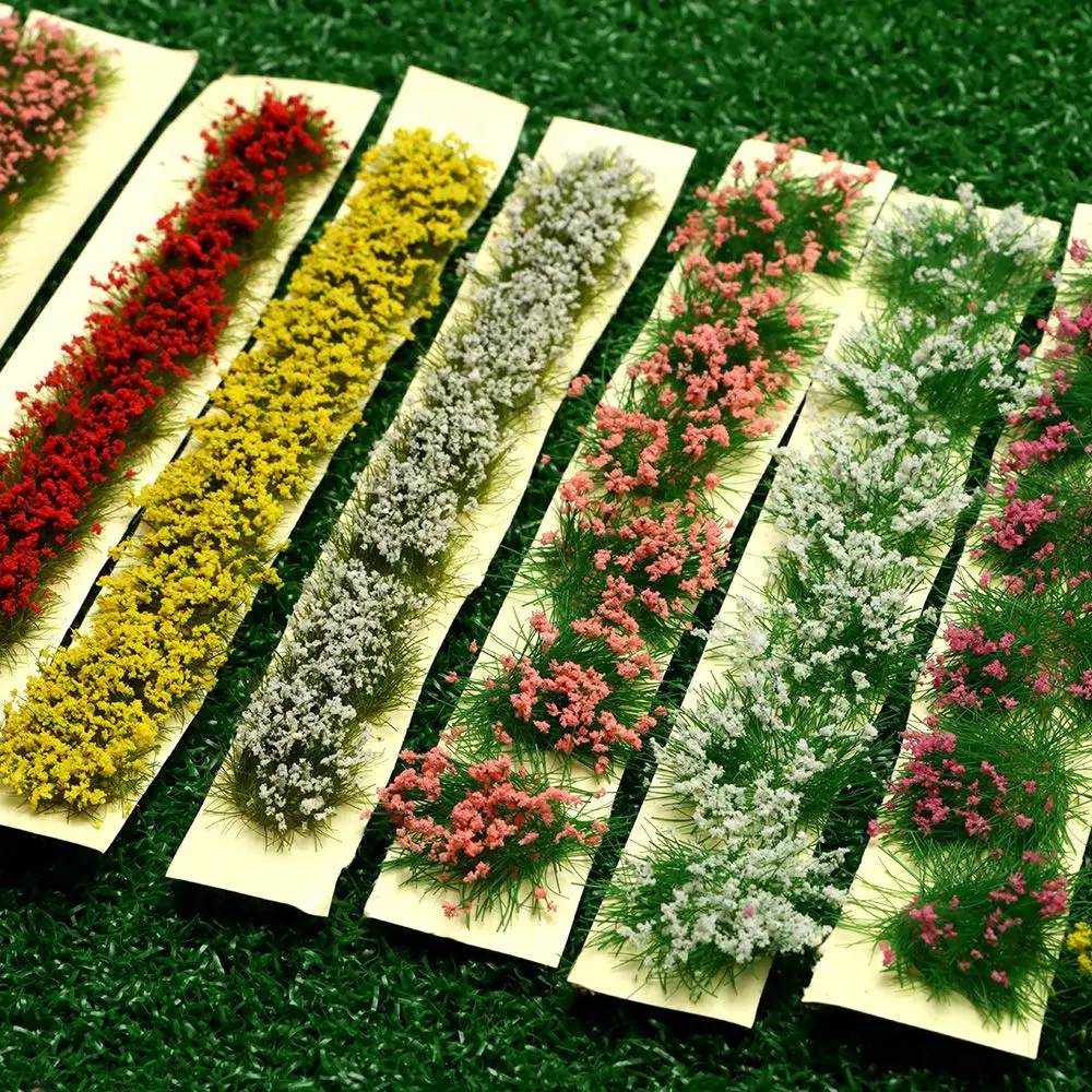 

3Sheets 9*1*0.6cm Sand Table DIY Static Scenery Model Grass Tufts Flower Cluster Miniature Garden Decor Landscape Wargame
