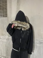 Autumn/Winter Y2k Women Aesthetic Harajuku Faux Fur Collar Hoodies Clothes Graphic Hip Hop Punk Gothic Zip Up Hoodies 2026 new - Image 3