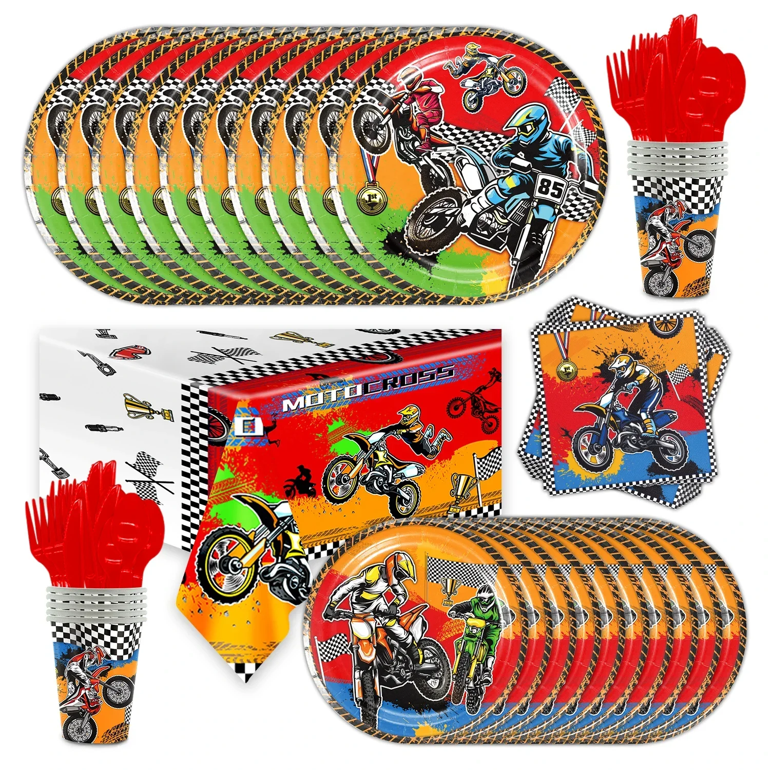 DirtBikeBirthdayPartySuppliesMotorcycleThemePartyPlatesNapkin