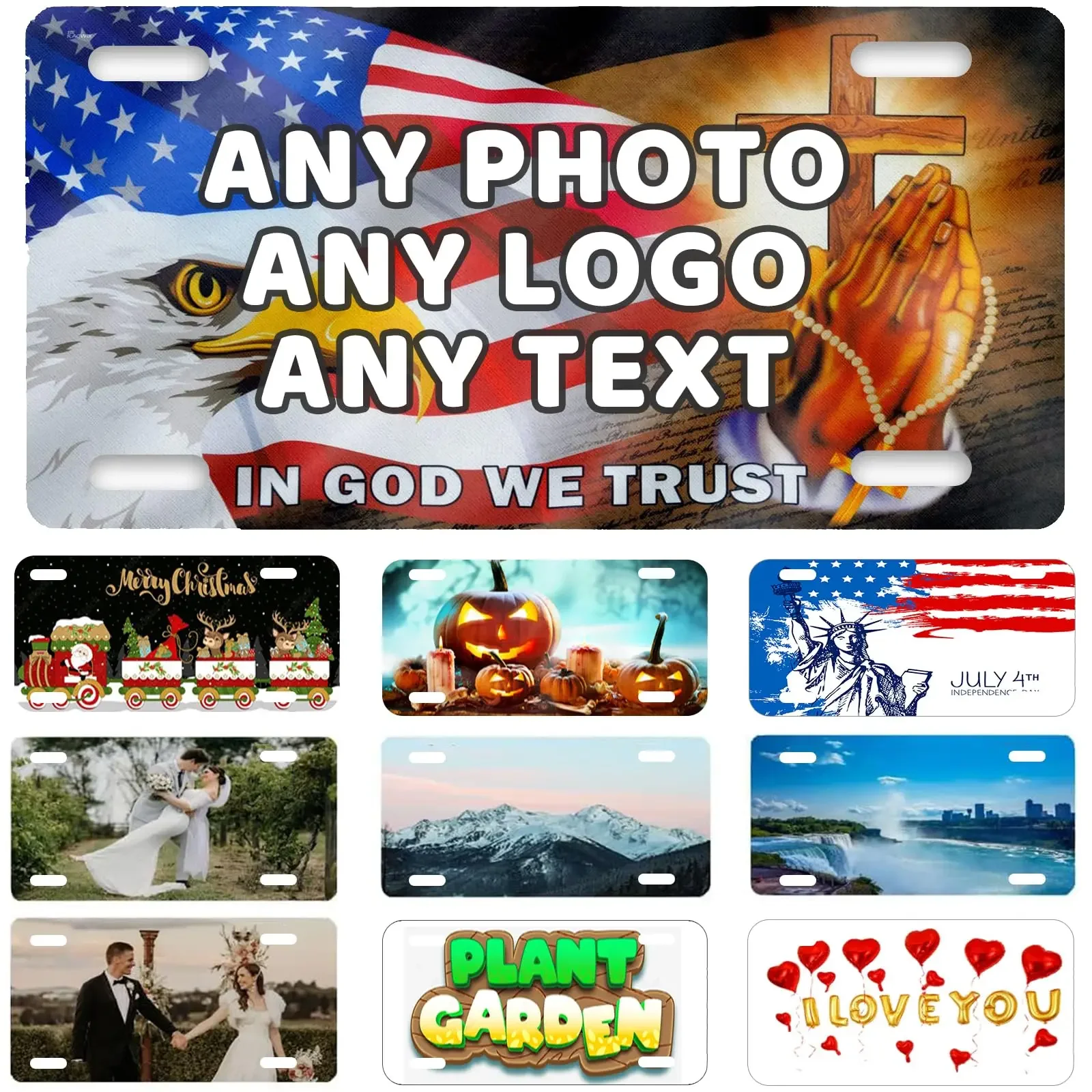 

A Custom License Plate, Personalized Front Plate with Image Text Logo, Customized License Plate for All Truck Car Door Plate Bar