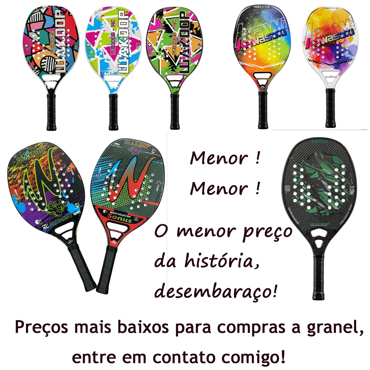 Kawasaki 3K 12K Beach Tennis Racket Carbon Professional Rough Face