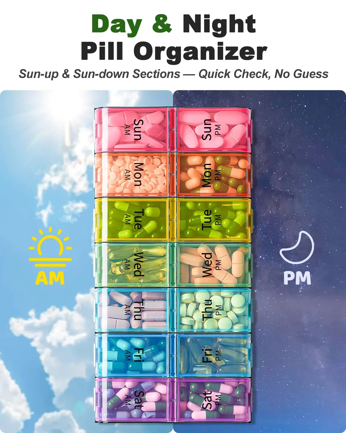 Extra Large Weekly AM/PM Pill Organizer for Daily Medication Management