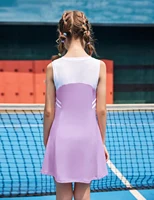 Robe de tennis sans manches à col rond et blocs de couleur pour adolescentes (13-16 ans) avec bandes latérales, idéale pour l'école, le sport et les loisirs en extérieur 2