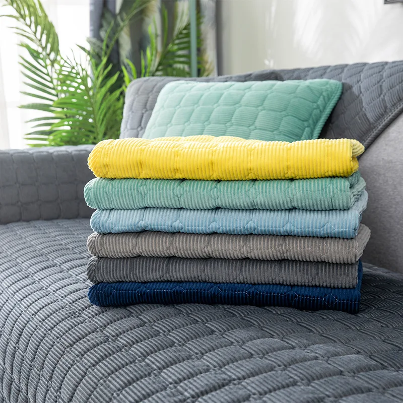 Thickened Corduroy Sofa Cushion Four Seasons General Pure Colour Plush Non-Slip Living Room Sofa Cover Warm Breathable Sofa Back 5