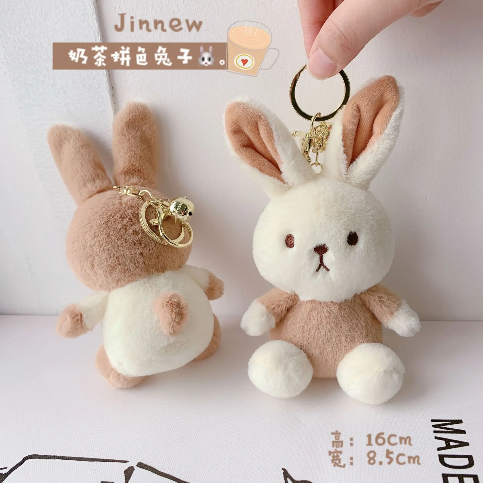 resin crystal epoxy mold animal moon casting silicone mould diy crafts decoration making tools Cartoon Cute Milk Tea Color Plush Keychain Animal Rabbit Bear Doll Bag Decoration Pendant Soft Plush Children's Toy Gift