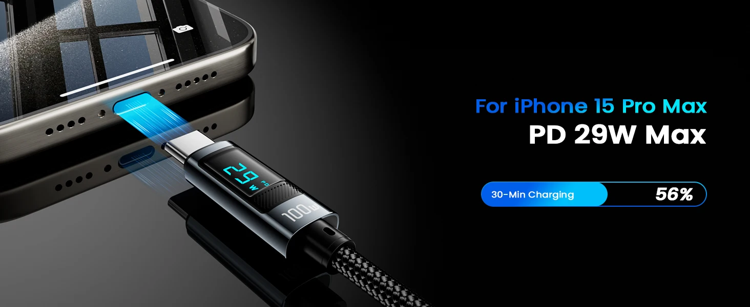 100W USB Type C To USB C Cable 100W PD 3.1 Fast Charging Charger Wire For iPhone 15 16 Plus Pro Max Xiaomi Samsung Laptop Cord