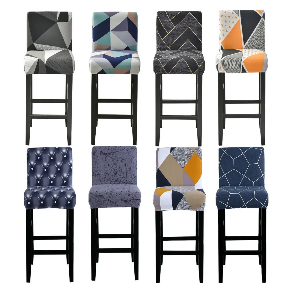 ElasticBarStoolChairCoverHomeDiningRoomBarSeatCoverGeometric