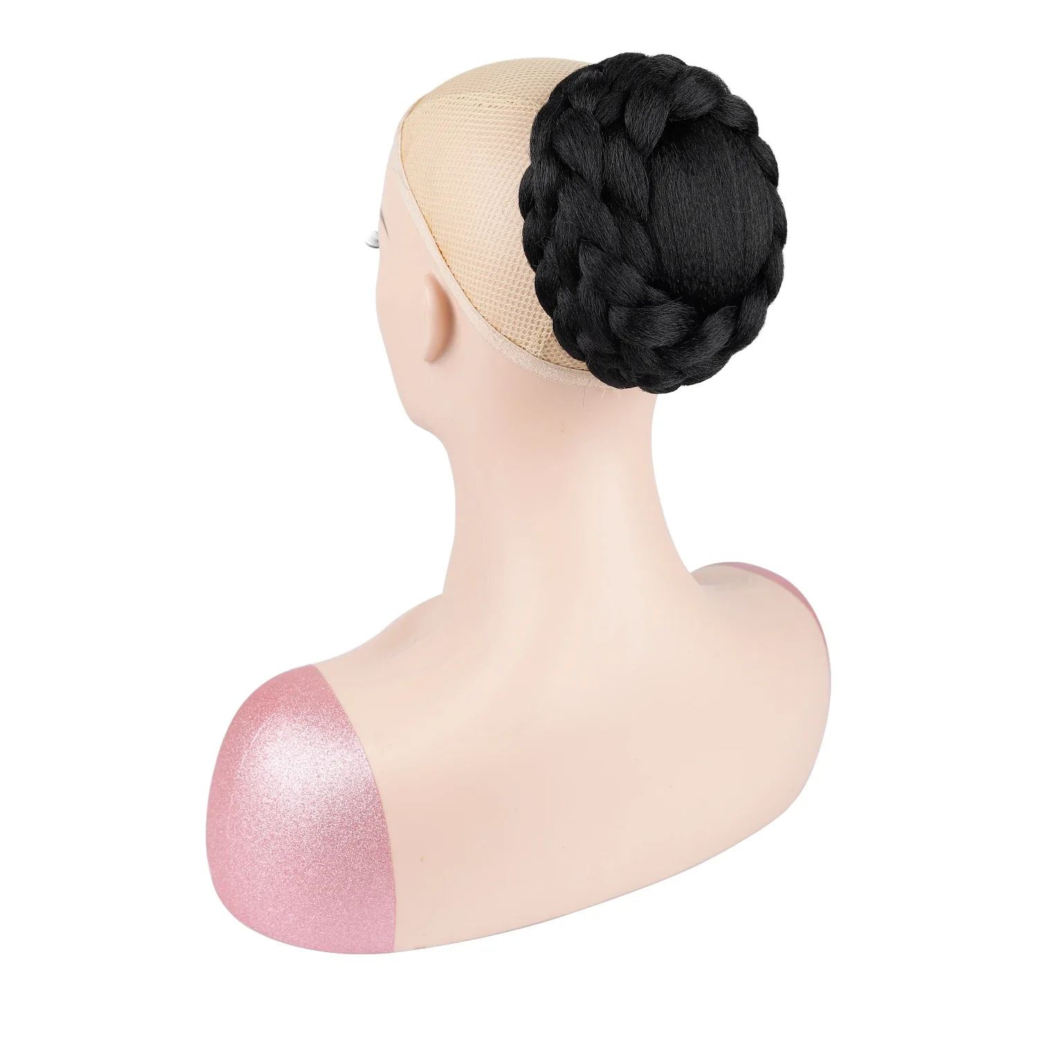 Chignon sintetico intrecciato con clip, accessorio per capelli da sposa, chignon finto vintage per acconciature a coda di cavallo da donna, ideale per Cheongsam - immagine 4