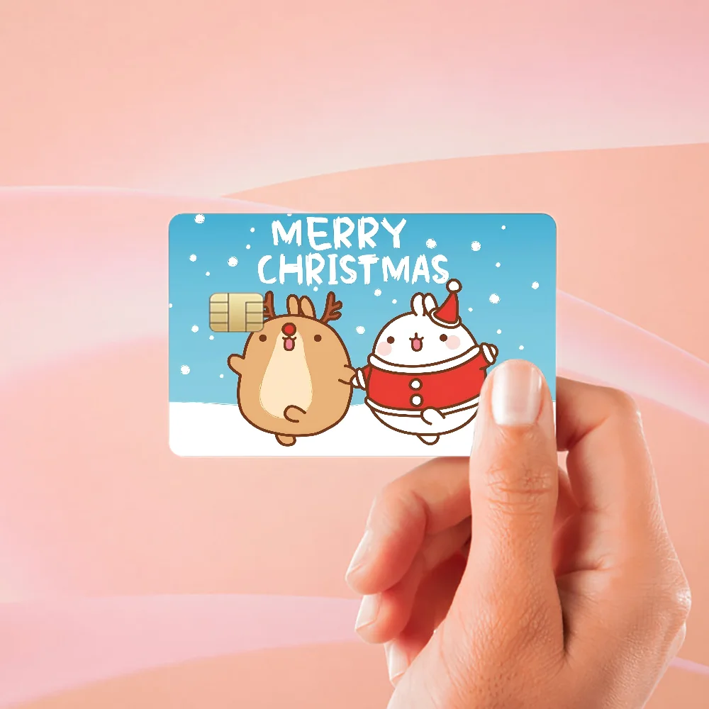 M-Molang Anime Cartoon Skin Stickers Film Tape Case For Big Credit Debit Card Front Side