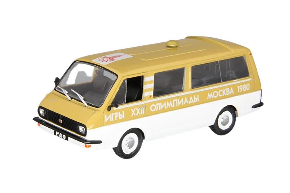 RAF 2203 SUPPORT OF THE OLYMPIC FIRE CAR IN SERVICE #33 WHITE-GOLD | РАФ СОПРОВОЖДЕНИЕ ОЛИМПИЙСКО Игрушки и
