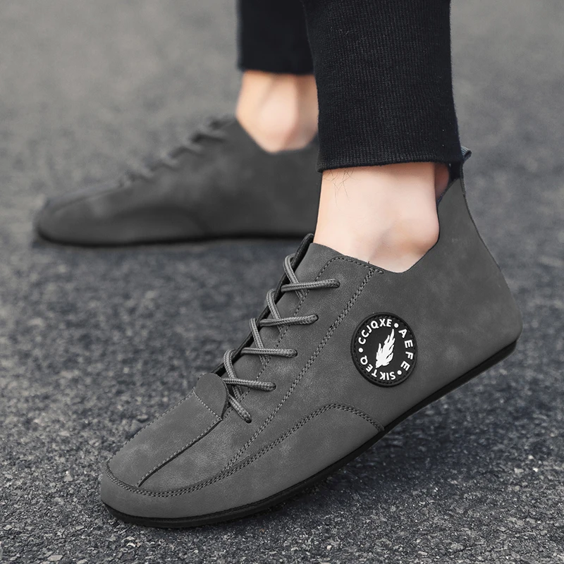 Men's Casual Loafers Lightweight Driving Thin Bottom Soft Sole Non Slip Lace-up Walking Shoes