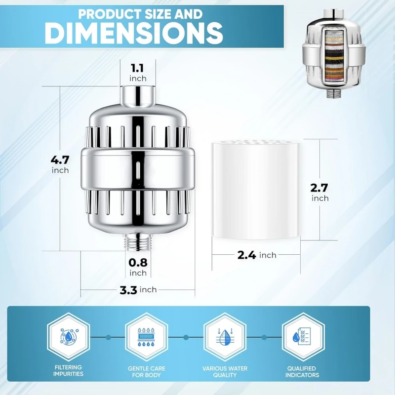 Premium 20-Stage Shower Water Filter & Softener for Chlorine and Heavy Metal Reduction