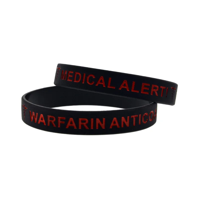 1 PC Warfarin Anticoagulant Silicone Wristband 1/2 Inch Wide Medical Alert Bracelet 2