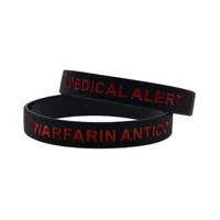 1 PC Warfarin Anticoagulant Silicone Wristband 1/2 Inch Wide Medical Alert Bracelet 2