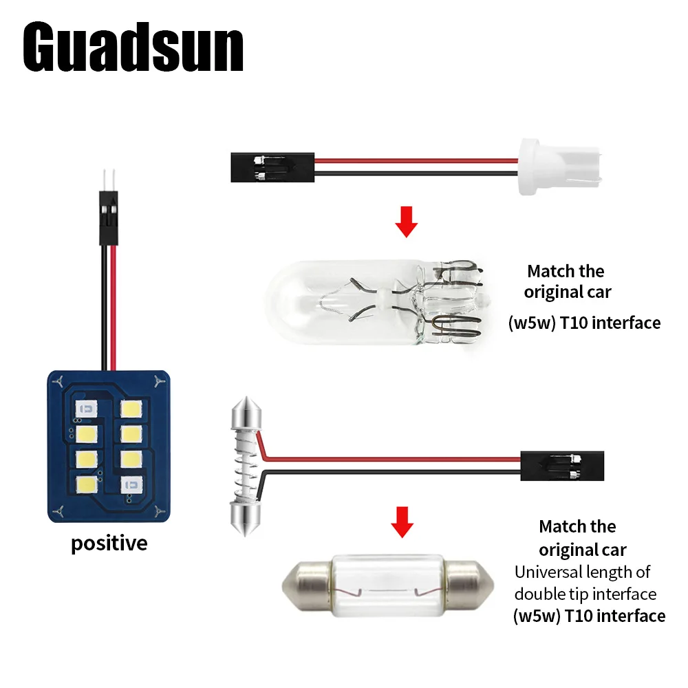 Guadsun 1PC T10 LED W5W W3W 168 194 2835 White Blue Bulb Dynamic Two Color  12v Instrument Lights Auto Width Lamps Reading Lamp