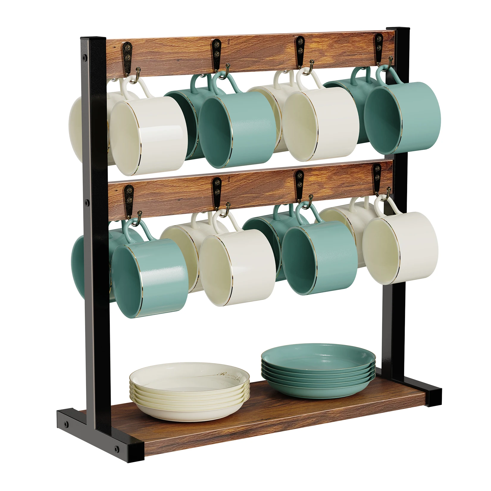 2 Tier Coffee Cup Holder Bathroom Organizer Countertop Modern