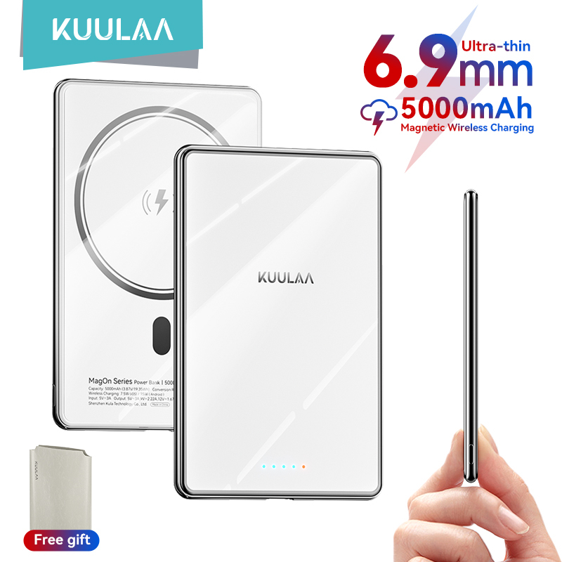 KUULAA Magnetic Power Bank 5000mAh Slim Wireless External Battery 20W Fast Charging for MagSafe Powerbank for iPhone 16 15 14 13