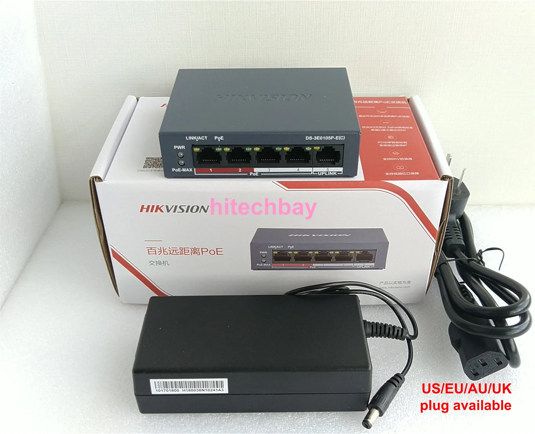 Hikvision DS-3E0105P-E DS-3E0109P-E 4/8 PoE 포트 100Mbps/기가비트 고속 이더넷 비관리형 PoE 스위치