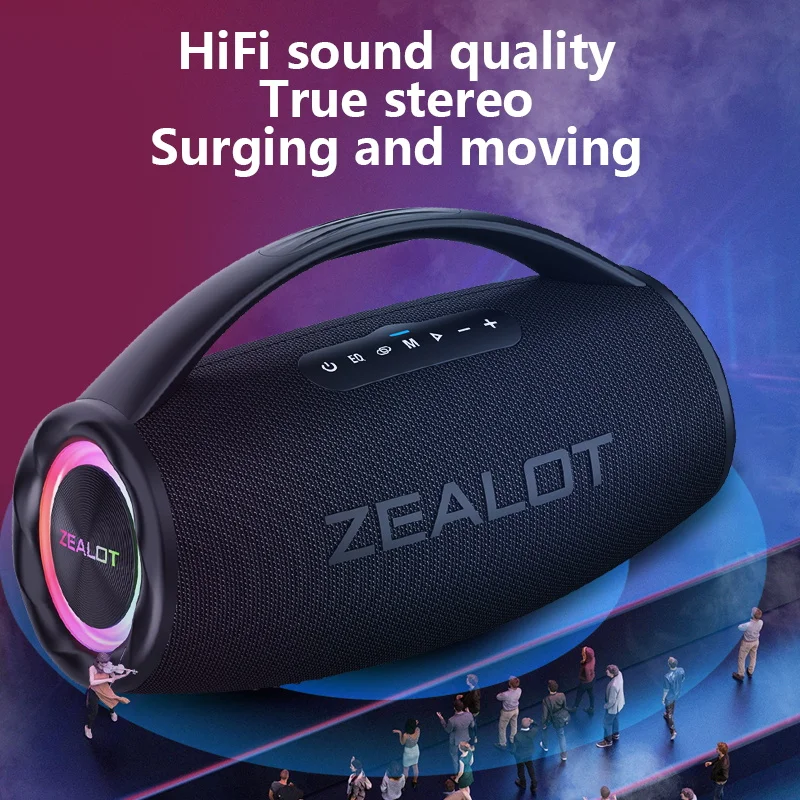 ZEALOT S97 80W Wireless speaker, Outdoor Portable Subwoofer Speaker, Hifi Sound quality,Dual Pairing, Fast Charging,16000mAh. 4