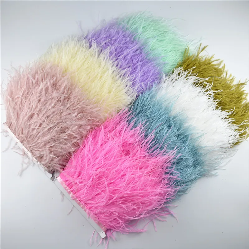 Ostrich Feathers 1meters Real Trim Fringe for Clothes Ribbon Trims Feather Skirt Plumas Plume Decoration