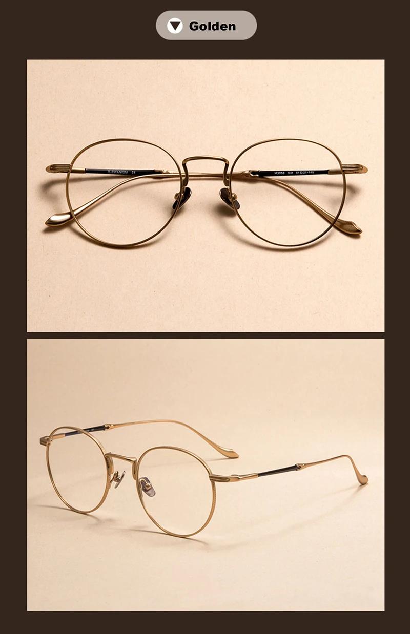 Japanische Marke Runde Reines Titan Brille Rahmen Männer Frauen Ultra-Licht 10g M3058 Mode Vintage Brillen Brillen Oculos – Detail 12