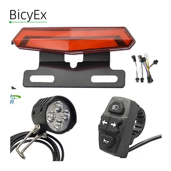 36V 48V 60V E-Bike Faro Fanale posteriore Interruttore clacson Luce freno Indicatore di direzione Kit di controllo luce integrato per bici elettrica