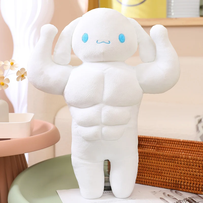 Sanrio Plush Funny Muscle Man Melody Kuromi Cinnamoroll Pom Pom Purin Stuffed Doll Kawaii Room