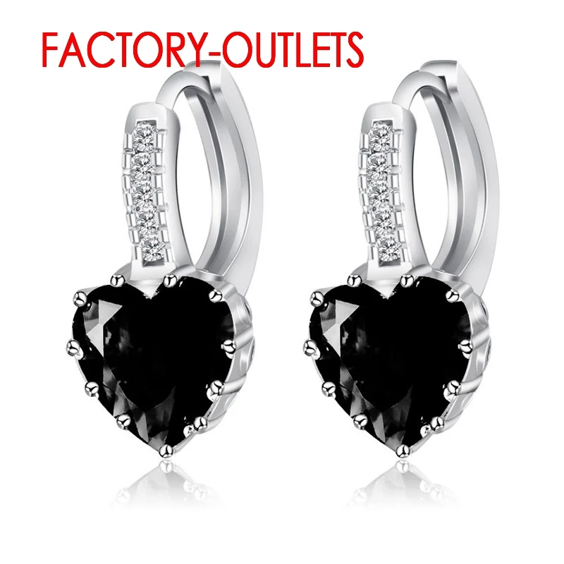 Heart Shape 925 Sterling Silver Brincos Pierced Earrings For Women Romantic Cubic Zirconia Gift Jewelry
