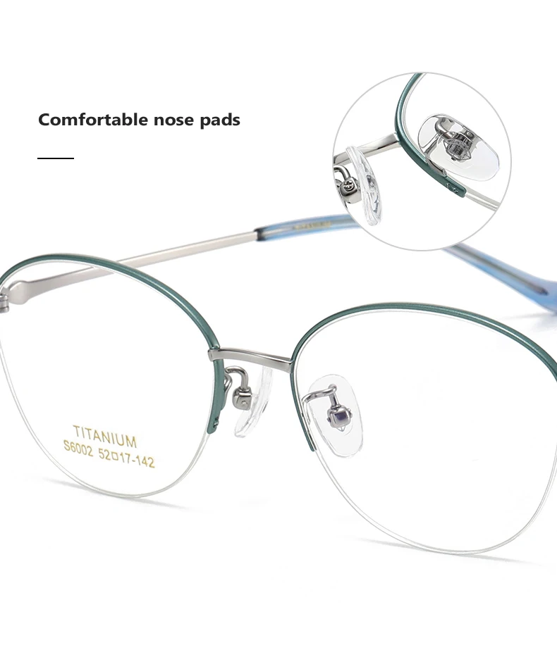 Oveliness Women's Semi Rim Oval Titanium Eyeglasses 5