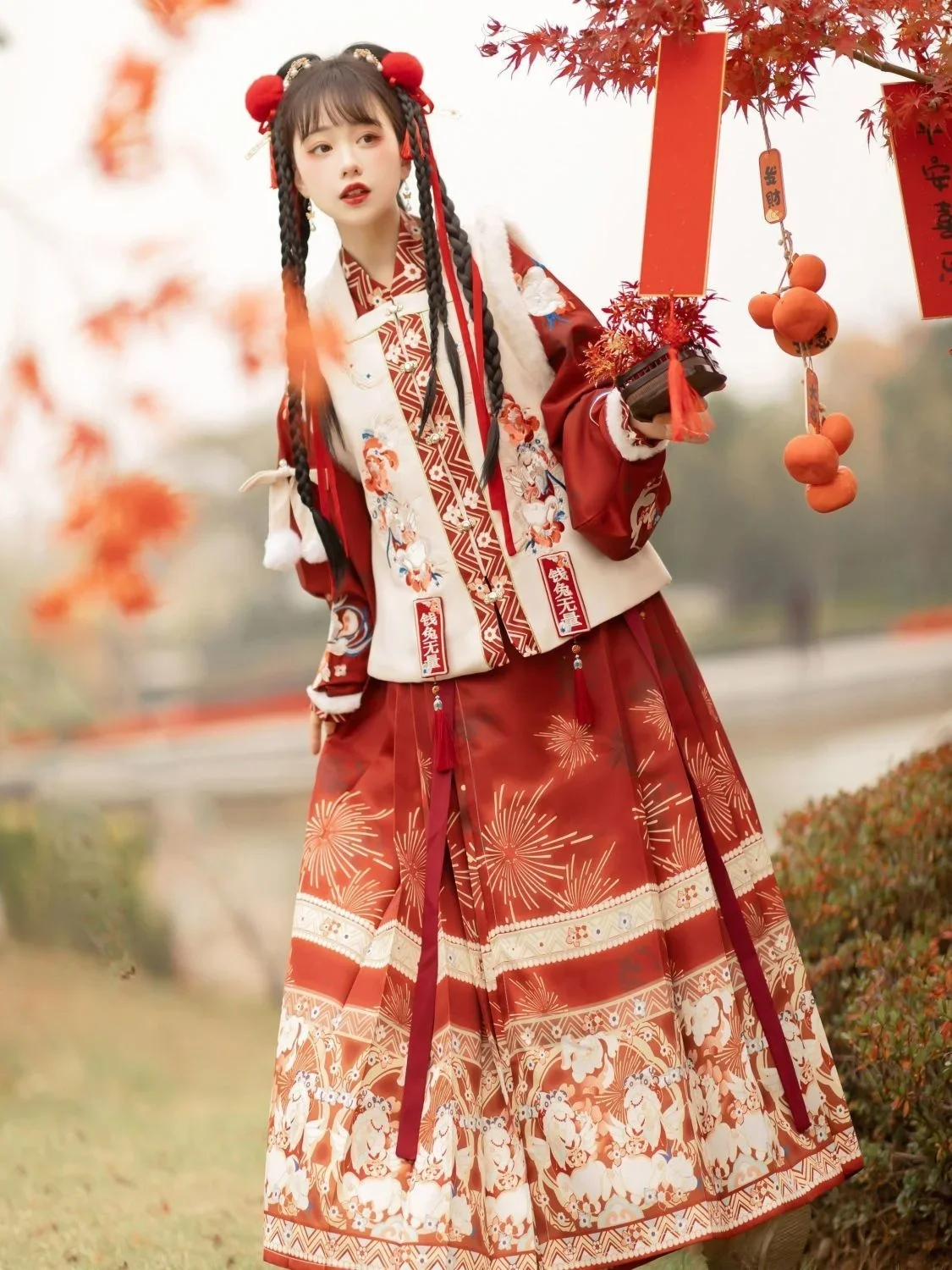 

New Traditional Chinese Clothing Cute Lolita Autumn Winter Chinese Style Ancient Hanfu Spring Festival Hanfu Vintage Dress Set