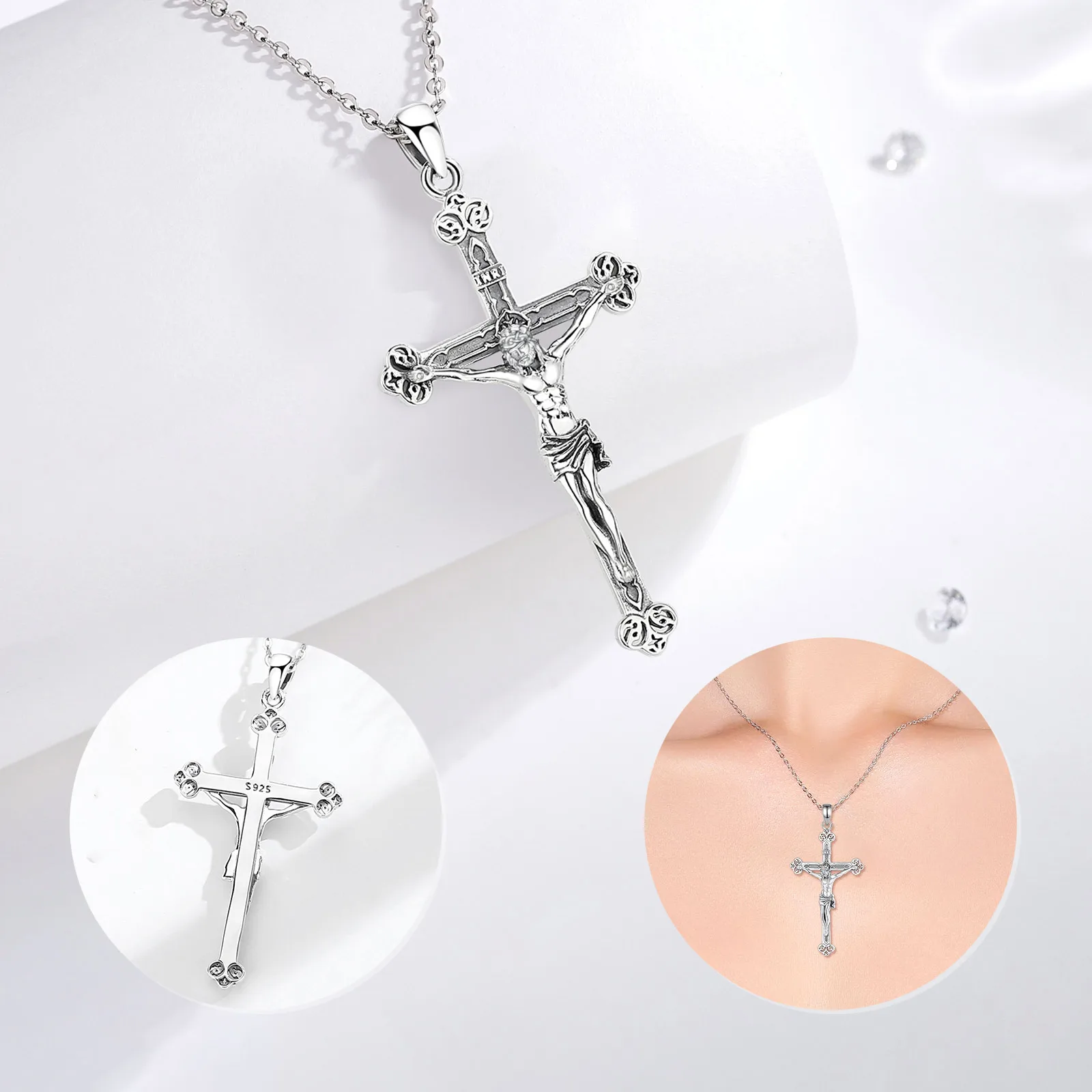 Eternal Savior Silver Crucifix Necklace - Image 4