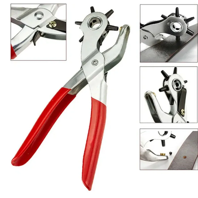 

Leather Belt Hole Punch Plier Eyelet Puncher Revolve Sewing Machine Bag Setter Tool Watchband Strap Household Leathercraft